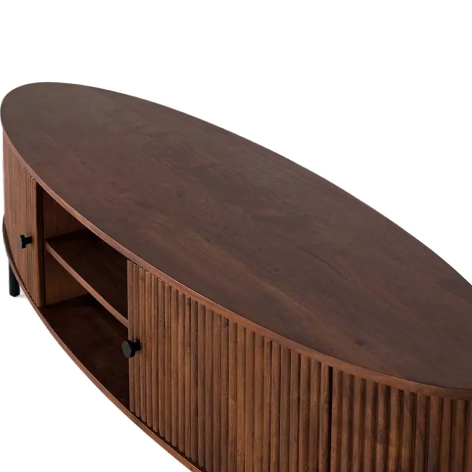 Wohnen Ovales Retro TV Lowboard aus Akazie - Chalil