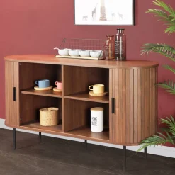 Wohnen Ovales Sideboard mit Schiebetüren - Arura
