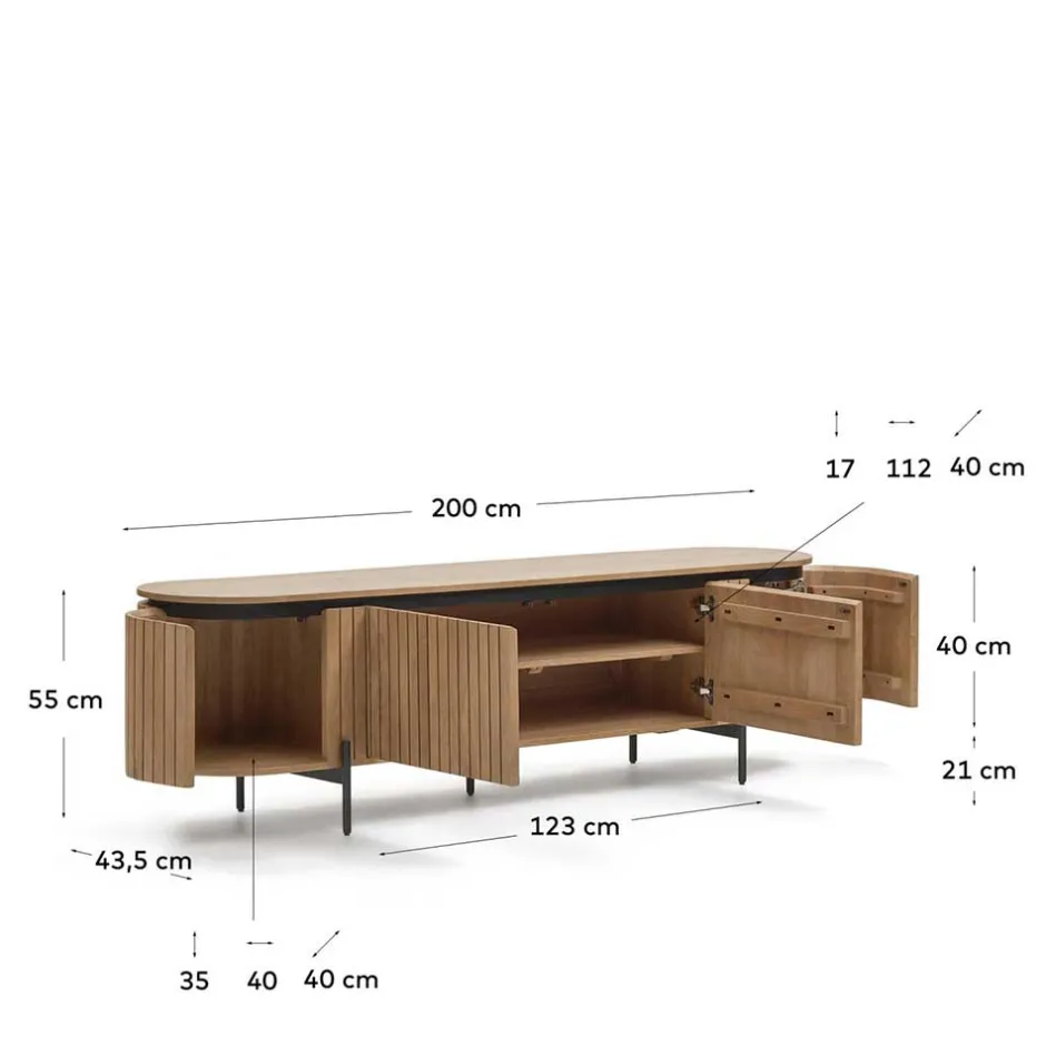 Ovales TV Board 200x55x43 cm - Ilvenda^Wohnen Sale