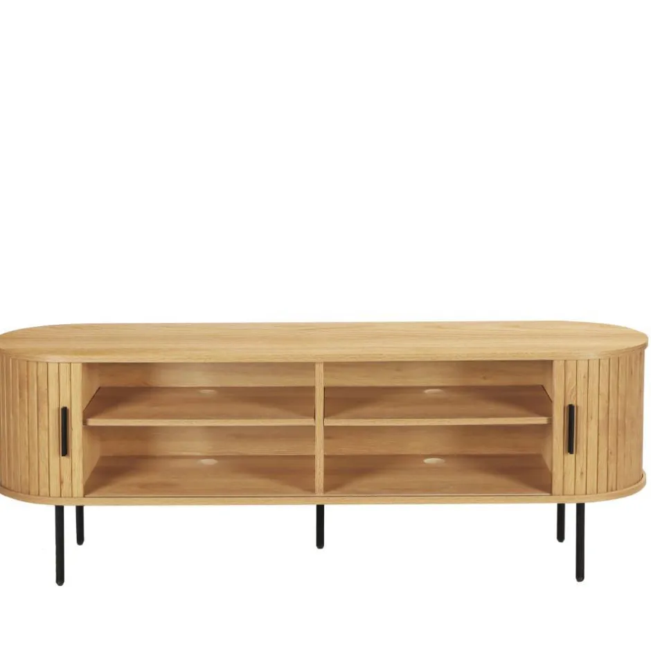 Ovales TV-Board mit Schiebetüren - Barnetta^Wohnen Clearance
