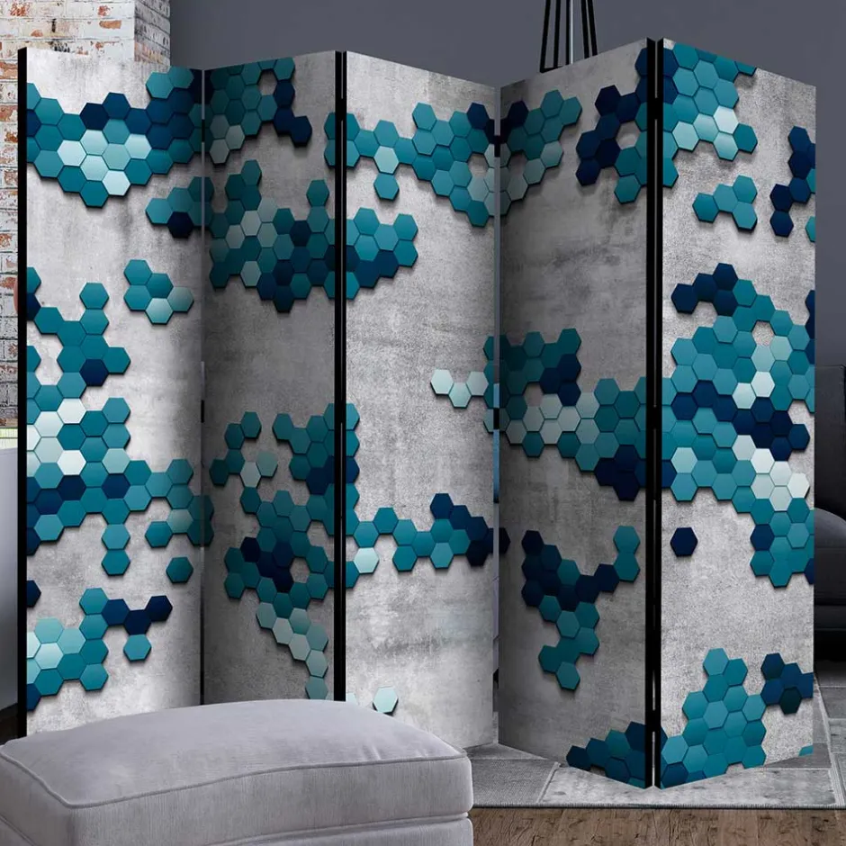 Paravent in Blautönen & Grau bedruckt - Herzogenburg^Wohnen Best