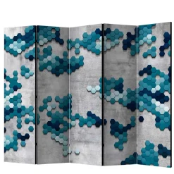 Paravent in Blautönen & Grau bedruckt - Herzogenburg^Wohnen Best
