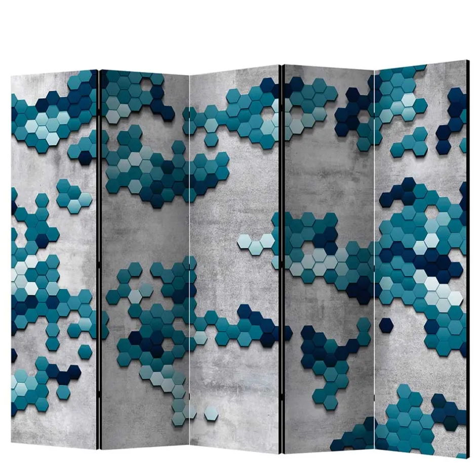 Paravent in Blautönen & Grau bedruckt - Herzogenburg^Wohnen Best