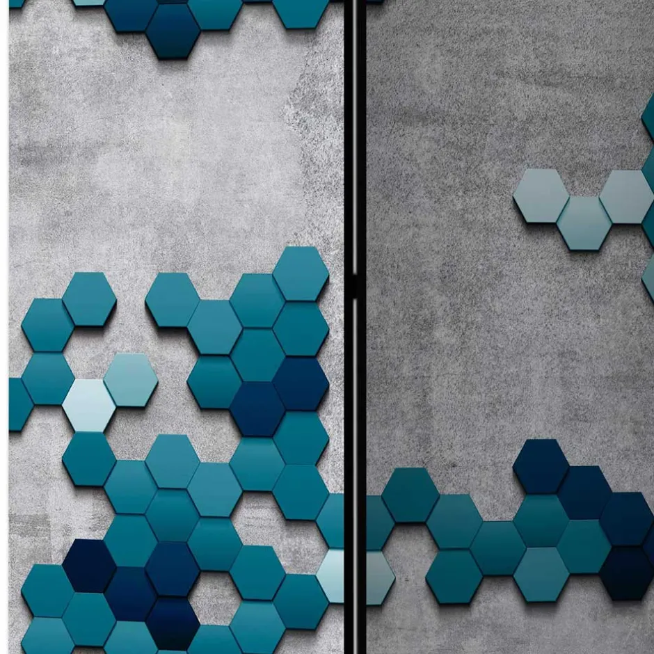 Paravent in Blautönen & Grau bedruckt - Herzogenburg^Wohnen Best