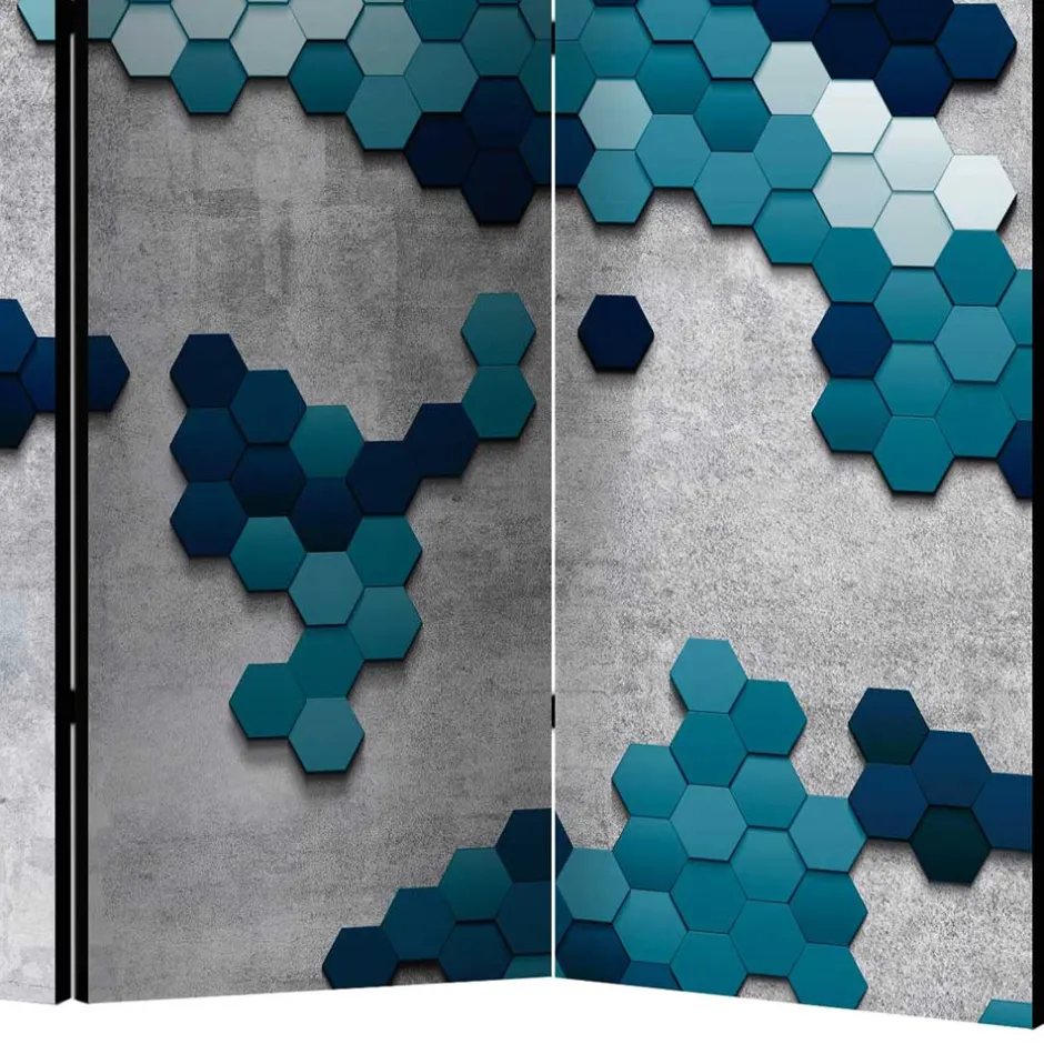 Paravent in Blautönen & Grau bedruckt - Herzogenburg^Wohnen Best