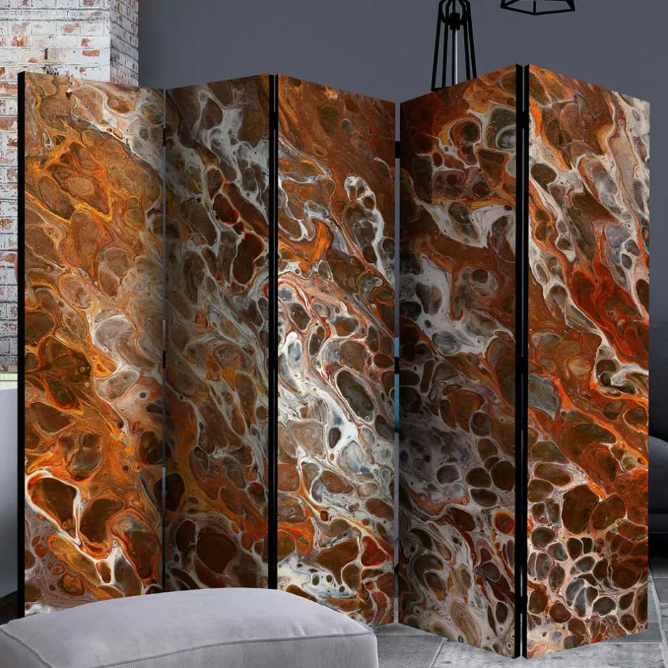 Paravent in Braun Grau Orange Schlieren - Bassy^Wohnen Outlet