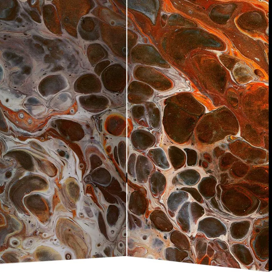 Paravent in Braun Grau Orange Schlieren - Bassy^Wohnen Outlet