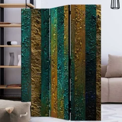 Wohnen Paravent in Braun Türkis Streifen Motiv - Zianatto