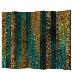 Wohnen Paravent in Braun Türkis Streifen Motiv - Zianatto