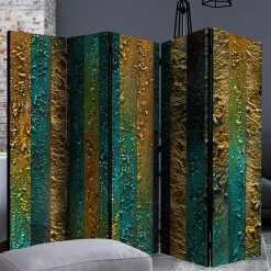 Wohnen Paravent in Braun Türkis Streifen Motiv - Zianatto