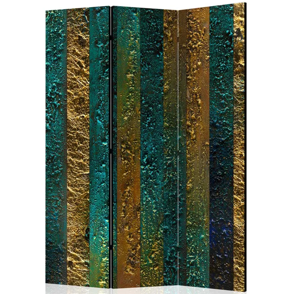 Wohnen Paravent in Braun Türkis Streifen Motiv - Zianatto