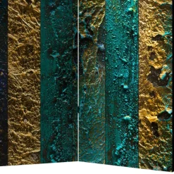 Wohnen Paravent in Braun Türkis Streifen Motiv - Zianatto