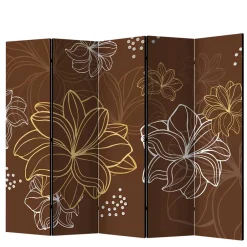 Wohnen Paravent in Braun Weiß Gelb bedruckt - Sanni