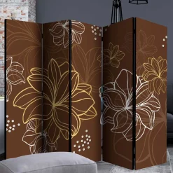 Wohnen Paravent in Braun Weiß Gelb bedruckt - Sanni