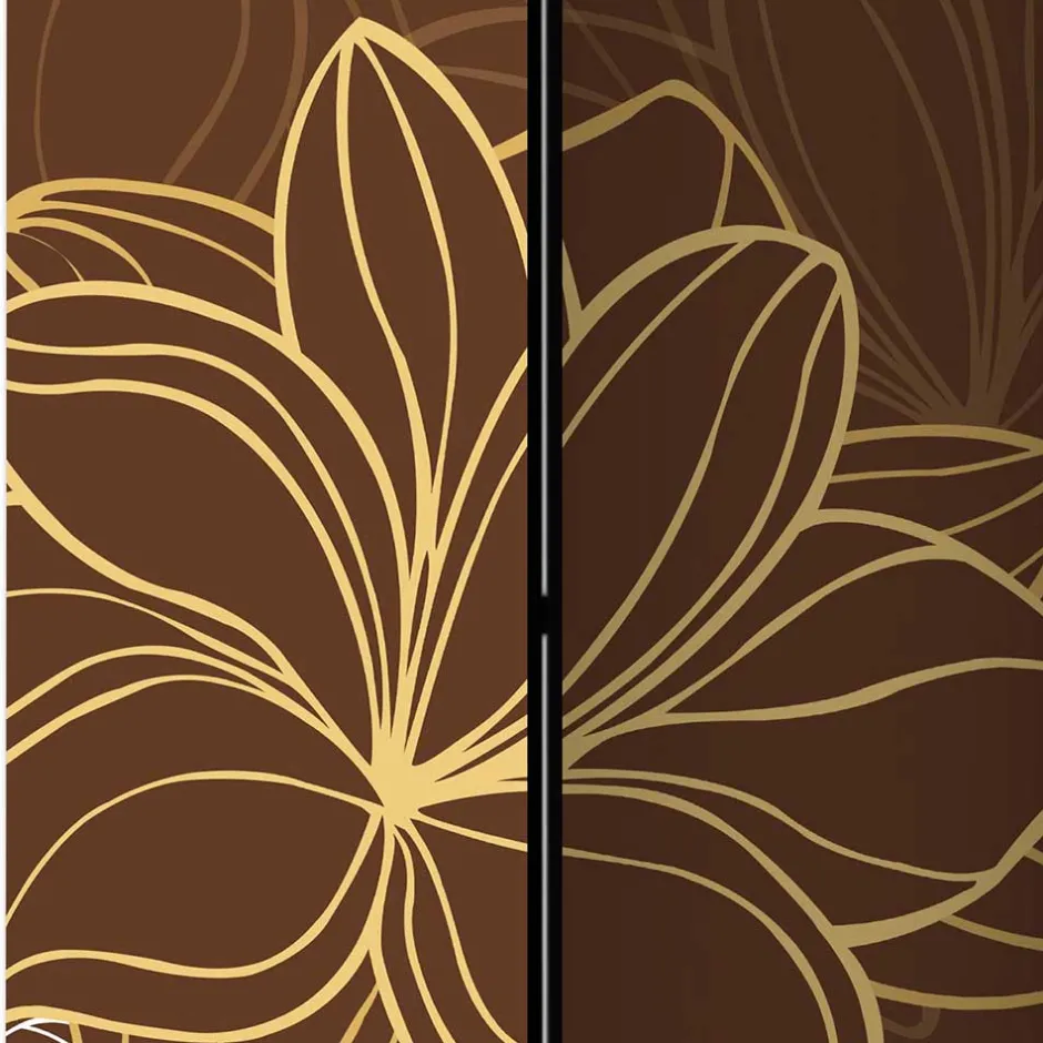 Wohnen Paravent in Braun Weiß Gelb bedruckt - Sanni