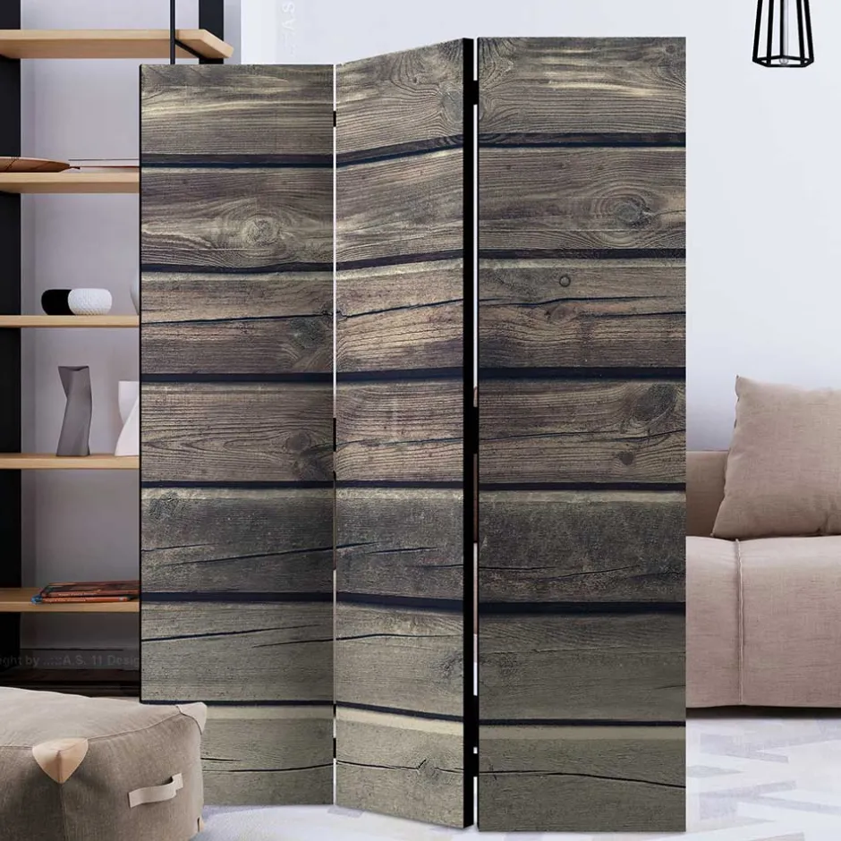 Paravent in Bretter Wand Optik - Cremo^Wohnen Discount