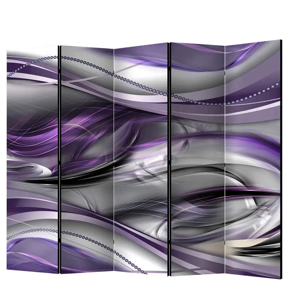 Paravent in Grau & Violett bedruckt - Jawos^Wohnen Discount