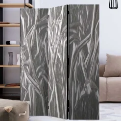 Wohnen Paravent in Grau Silber bedruckt - Smidan