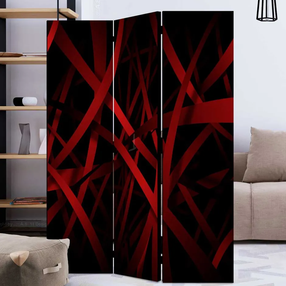 Wohnen Paravent in Rot & Schwarz - Lenn