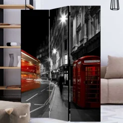 Paravent in Schwarz Weiß Rot - London Fotodruck - Enkes^Wohnen