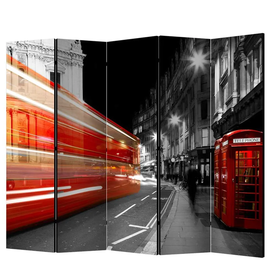 Paravent in Schwarz Weiß Rot - London Fotodruck - Enkes^Wohnen