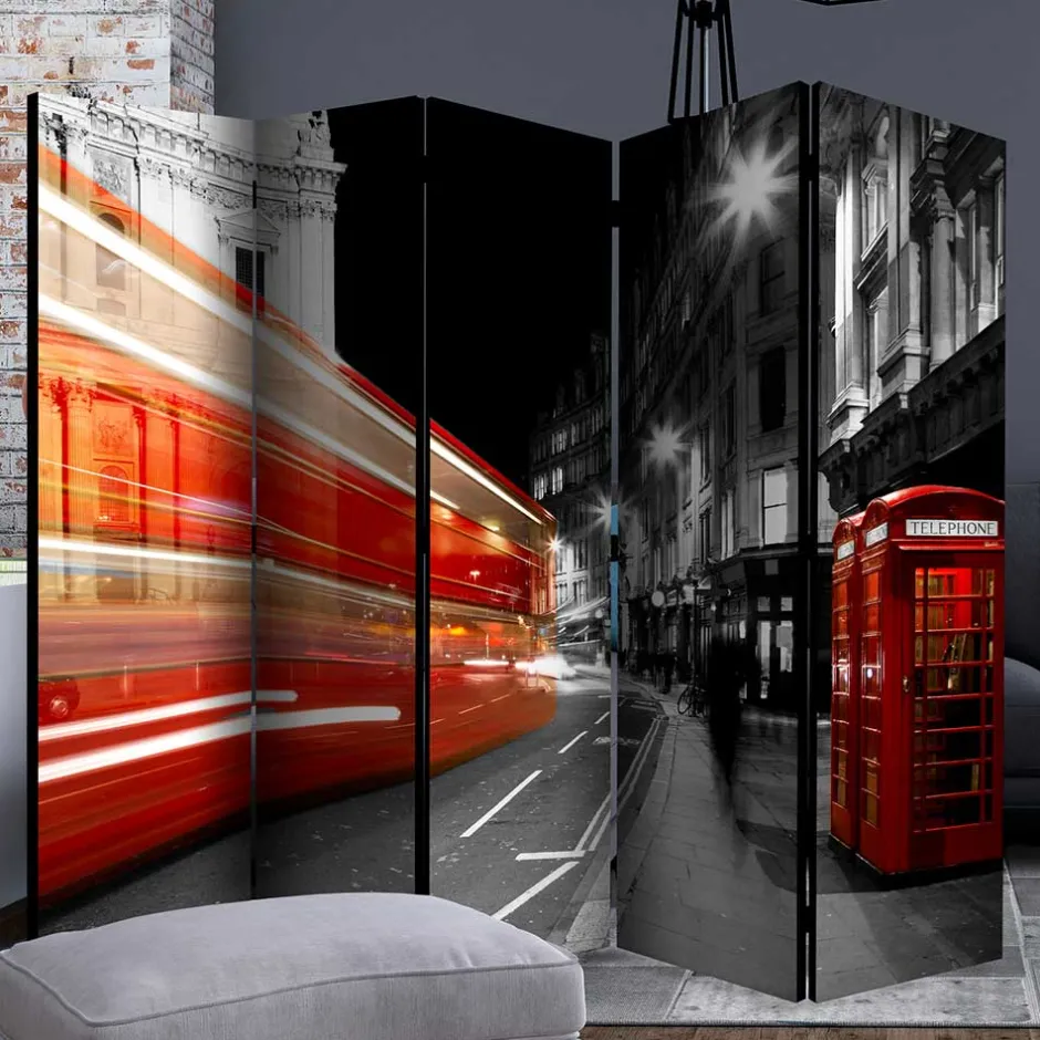 Paravent in Schwarz Weiß Rot - London Fotodruck - Enkes^Wohnen