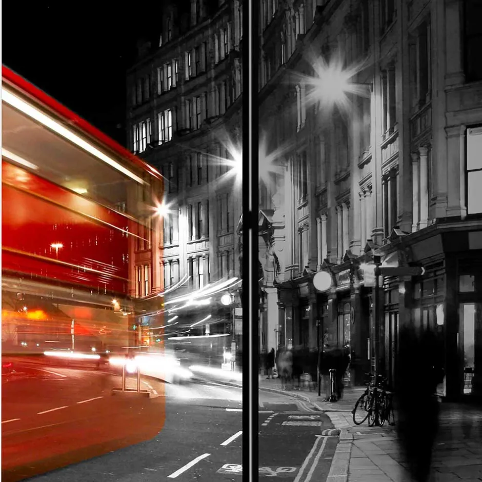 Paravent in Schwarz Weiß Rot - London Fotodruck - Enkes^Wohnen