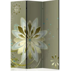 Paravent mit Blumen Motiv in Grau Gold - Stivaldo^Wohnen Online