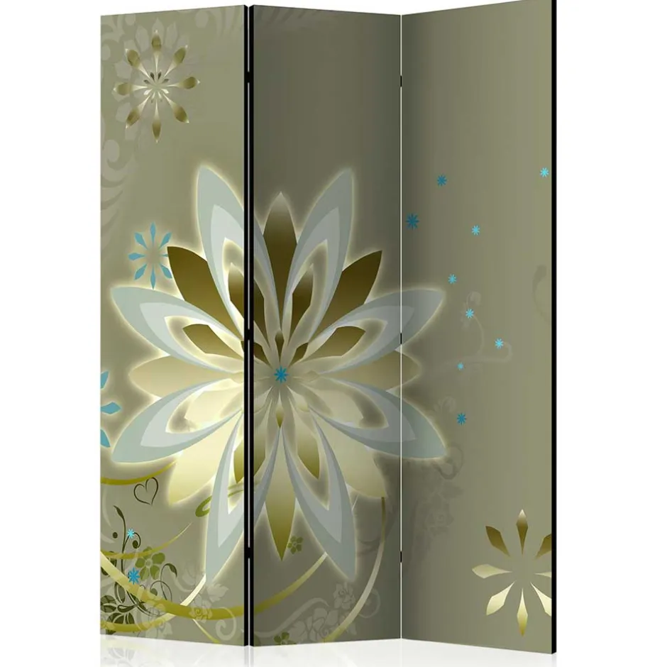 Paravent mit Blumen Motiv in Grau Gold - Stivaldo^Wohnen Online