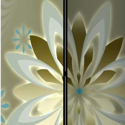 Paravent mit Blumen Motiv in Grau Gold - Stivaldo^Wohnen Online