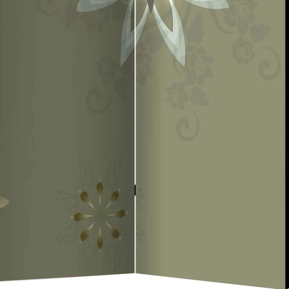 Paravent mit Blumen Motiv in Grau Gold - Stivaldo^Wohnen Online