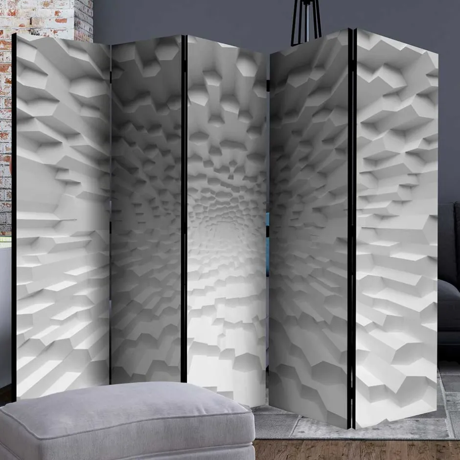 Paravent mit 3D Musterdruck Weiß Grau - Jainey^Wohnen Online