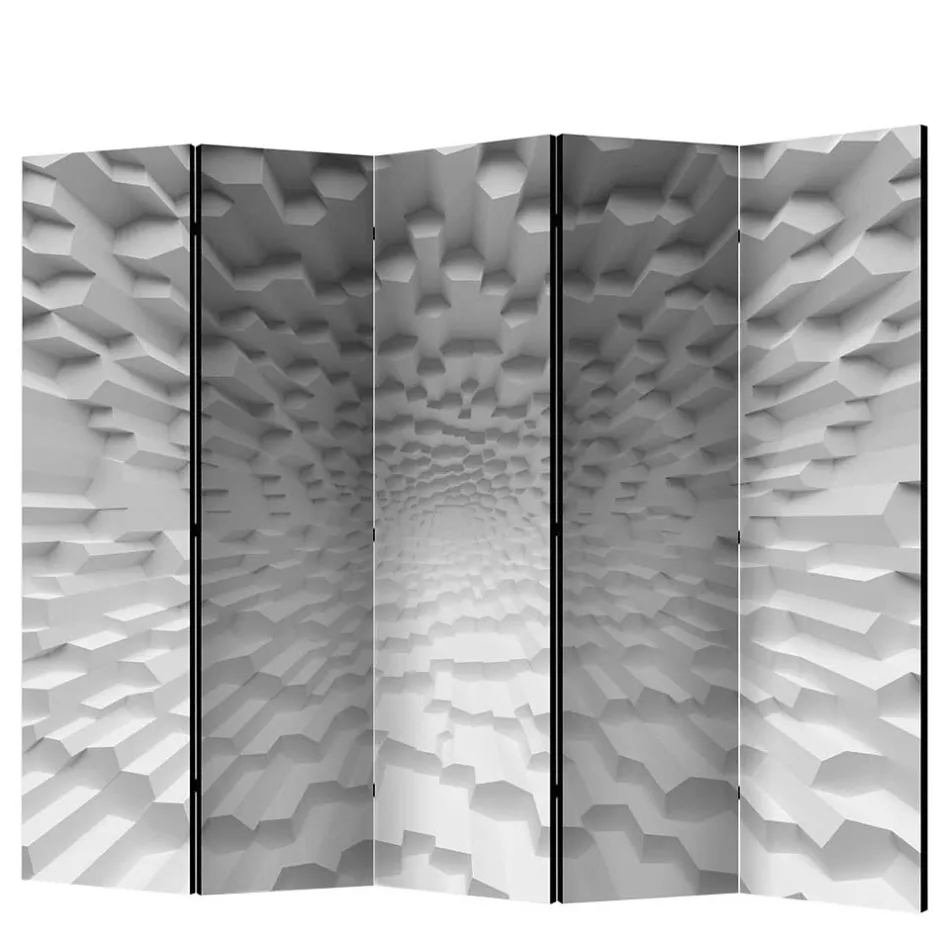 Paravent mit 3D Musterdruck Weiß Grau - Jainey^Wohnen Online