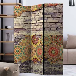 Wohnen Paravent mit Druck Steinmauer & Mandalas - Basel