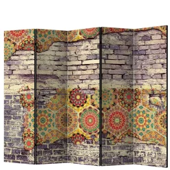 Wohnen Paravent mit Druck Steinmauer & Mandalas - Basel