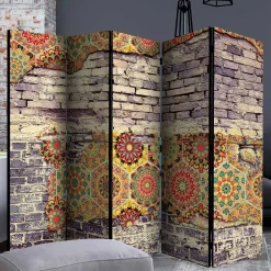 Wohnen Paravent mit Druck Steinmauer & Mandalas - Basel