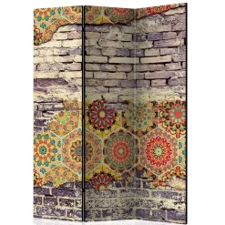 Wohnen Paravent mit Druck Steinmauer & Mandalas - Basel