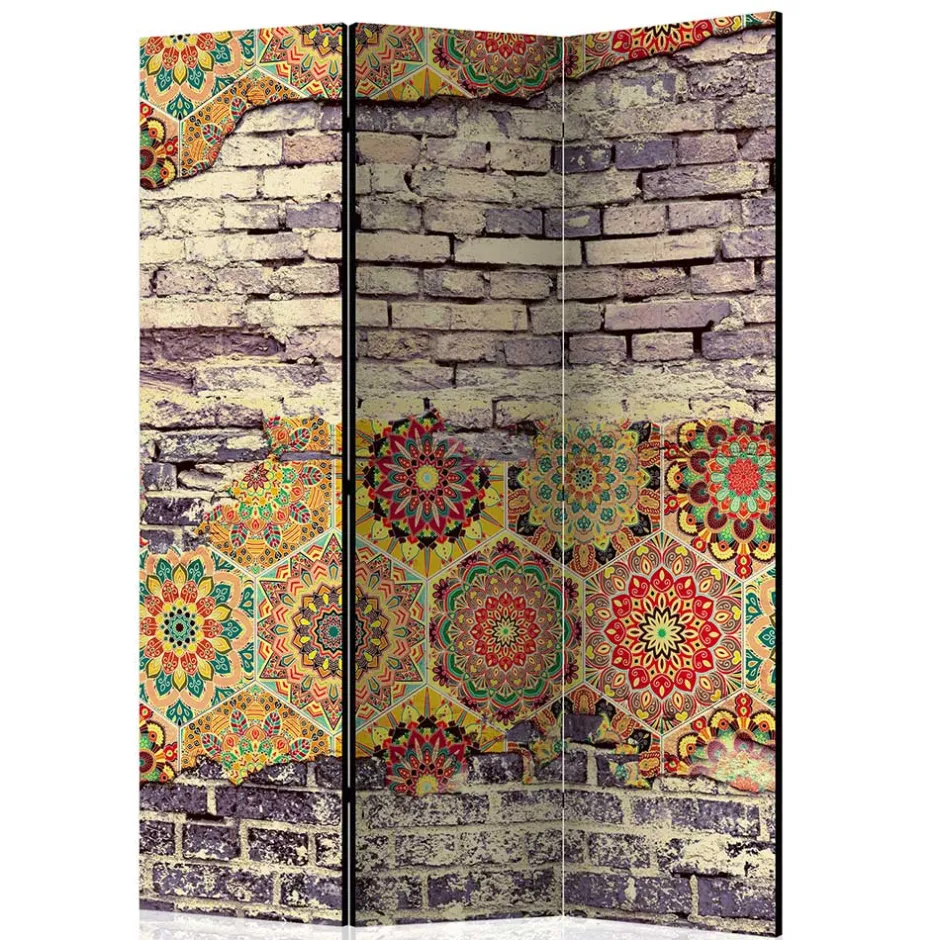 Wohnen Paravent mit Druck Steinmauer & Mandalas - Basel
