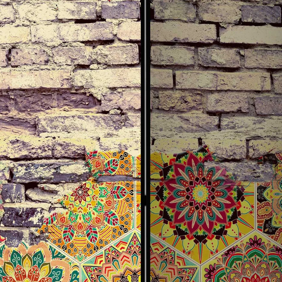 Wohnen Paravent mit Druck Steinmauer & Mandalas - Basel