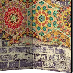 Wohnen Paravent mit Druck Steinmauer & Mandalas - Basel