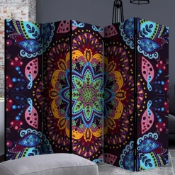 Wohnen Paravent mit farbenfrohem Mandala Motiv - Yaniz
