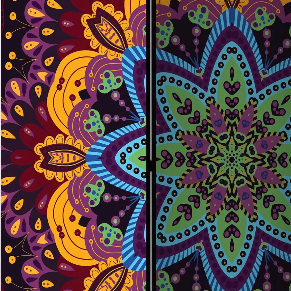 Wohnen Paravent mit farbenfrohem Mandala Motiv - Yaniz