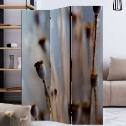Wohnen Paravent mit Fotoprint Mohn Samenkapseln - Porongo