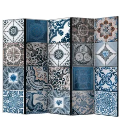 Wohnen Paravent mit Kachel Design in Blau Grau - Baltra