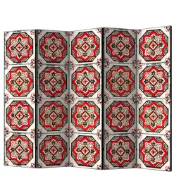 Wohnen Paravent mit Kachelmuster in Rot Weiß Schwarz - Vibka