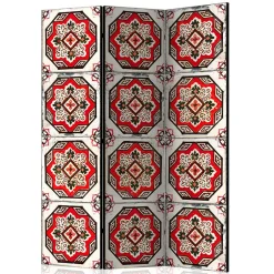 Wohnen Paravent mit Kachelmuster in Rot Weiß Schwarz - Vibka