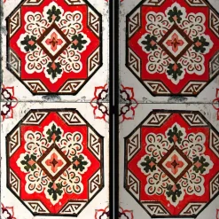 Wohnen Paravent mit Kachelmuster in Rot Weiß Schwarz - Vibka