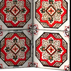 Wohnen Paravent mit Kachelmuster in Rot Weiß Schwarz - Vibka