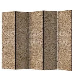 Paravent mit Ornament Muster in Beige - Ratrongo^Wohnen Clearance