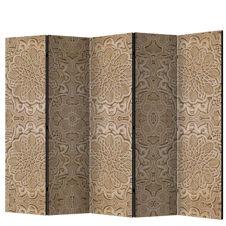 Paravent mit Ornament Muster in Beige - Ratrongo^Wohnen Clearance